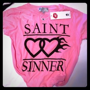 NWT Wildfox distressed Saint and Sinner tee